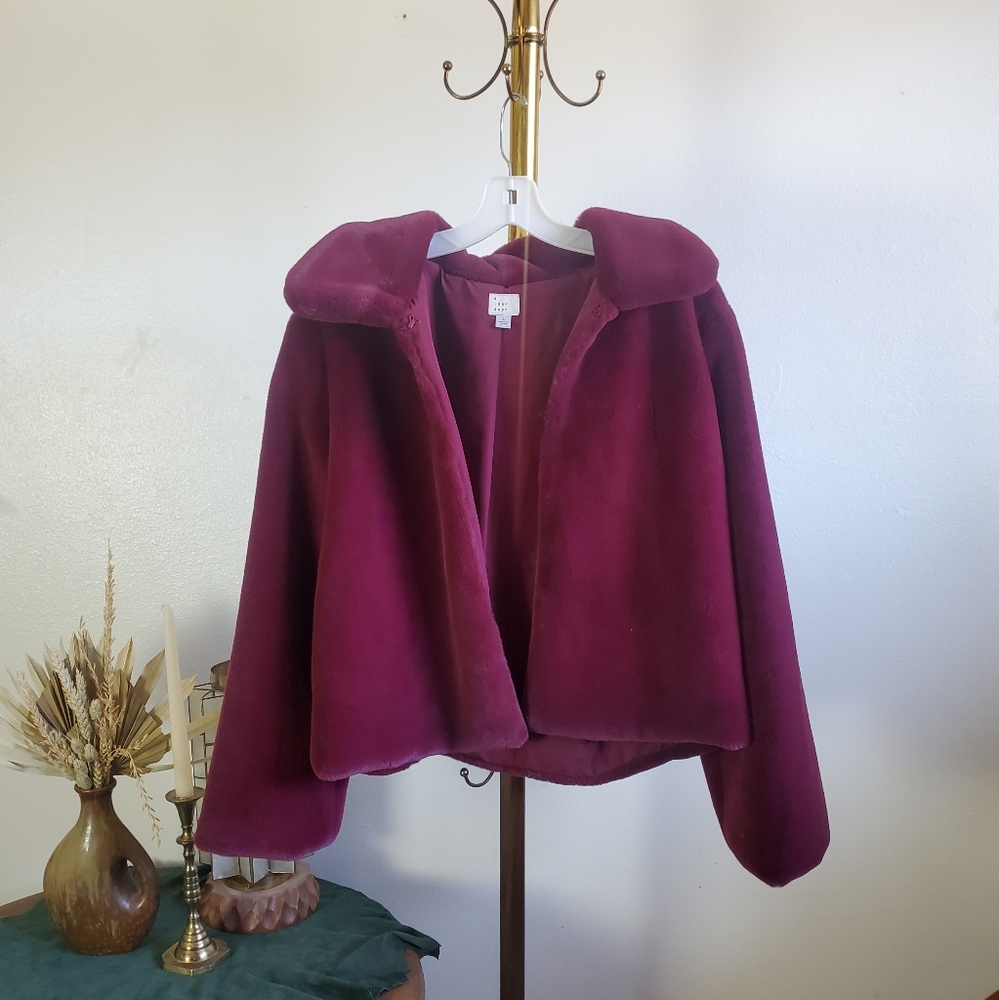 Burgundy Faux Fur Jacket